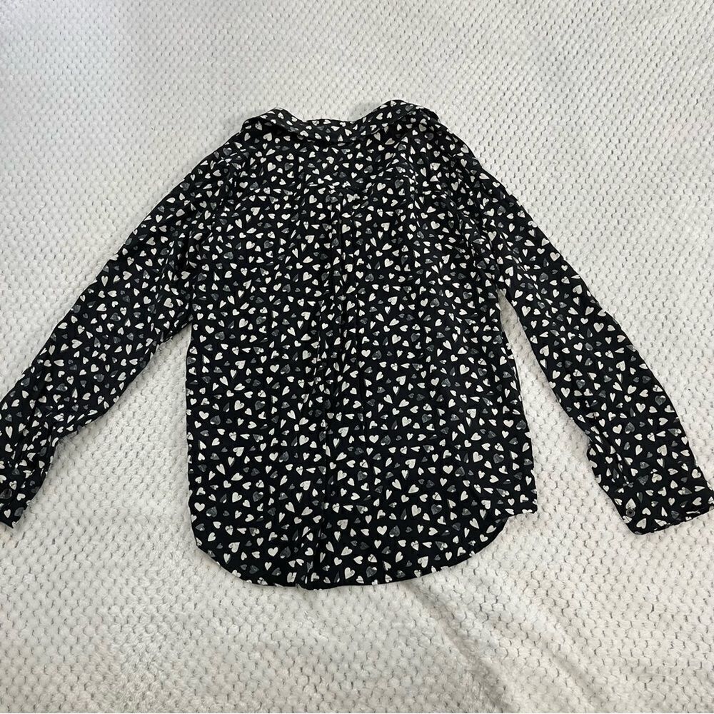 Rails | Kate Button Down Silk Black Corazon | Hea… - image 1